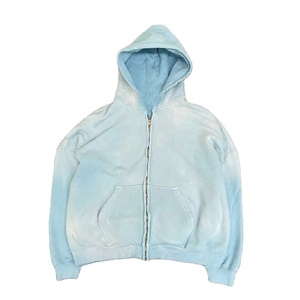 Nouveau élégant 100% coton 400 GSM poids lourd en détresse noir acide lavé à capuche blanc hommes pull Vintage hiver sweats à capuche - Product Image 6