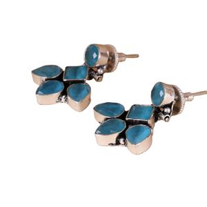 Pendientes de botón geométricos de latón chapado en plata oxidada con circonitas, estilo bohemio étnico, joyería llamativa para mujer, ideales para fiestas. - Product Image 5