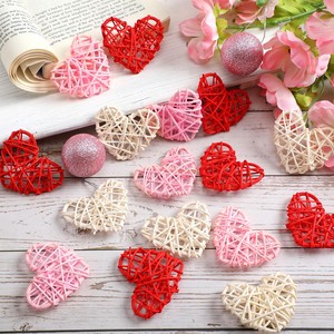 Cœurs en rotin multicolores, prix le plus bas, décorations écologiques en fibres, breloques pour loisirs créatifs - Product Image 1