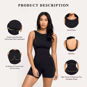 Mono sin mangas de cintura alta para mujer, color liso, control de abdomen, moldeador, ajuste ceñido, para todas las estaciones, ropa de gimnasio - Product Image 3