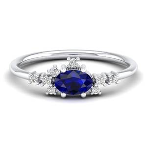 Anillo REYES de Lujo en Oro Sólido de 14K con Zafiro Azul Ovalado de 0.5 Quilates y Moissanita para Mujer, Joyería Fina con Piedra de Nacimiento - Product Image 5