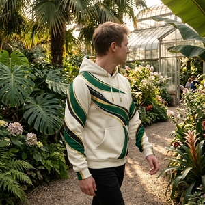 Sudadera con Capucha Personalizada con Gráficos en Verde, Blanco y Dorado, Ropa Deportiva para Hombre, Fabricante Mayorista OEM ODM - Product Image 5