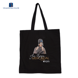Wholesale Cotton Tote Bag Reusable Eco Friendly Shopping Bag OEM Custom Logo Long Rope Handle Zipper Closure Bulk Orders - Product Image 1