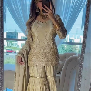 Ramdev Trading Modern Designer Wedding Diwali Party Wear Heavy Chinon <b>Silk</b> Top <b>Kurta</b>/Kurti and Dupatta - Product Image 1