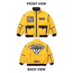Custom Logo 450gsm Standard Sherpa Bomber <b>Jacket</b> <b>Waterproof</b> Windproof Mustard Gold Ripstop Shoulder Panel <b>Camouflage</b> Fleece - Product Image 4