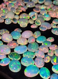 Opale d'Éthiopie naturelle, pierre précieuse en vrac, cabochon ovale, jeu de couleurs arc-en-ciel, corps noir, 9x7mm, poli, qualité supérieure, 1-2 carats - Product Image 5