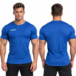 Camiseta Deportiva de Cuello Redondo para Hombre, Manga Corta, para Gimnasio y Fitness, con Elasticidad en 4 Direcciones, Secado Rápido, de Poliéster y Algodón - Product Image 2