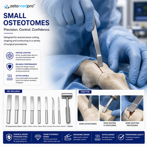 Petit ensemble d'osteotomes avec 8 osteotomes et marteau ZETOMEDPRO - Product Image 4