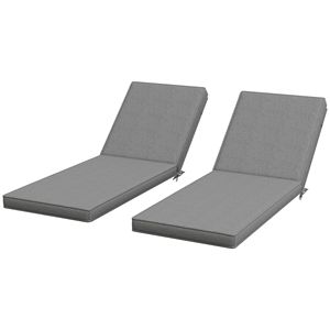 Cuscini per sedie da giardino grigi in 2 pezzi con schienale, cuscini di ricambio premium per esterni per sedia a sdraio - Product Image 1