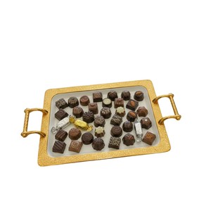 Plateau de service doré orné de luxe, élégant plateau à chocolats, plat à dessert, plateau à chocolats pour événements et occasions spéciales - Product Image 4