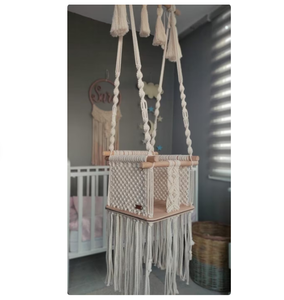 macrame children's <b>swing</b> DYAED COTTON HANDMADE NATURAL Baby <b>Swing</b> Set Style Color baby bedside sleeper - Product Image 1