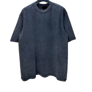 T-shirt en tricot surdimensionné pour homme avec motif à pois, col rond, manches courtes, décontracté, respirant, longueur longue, noir - Product Image 1