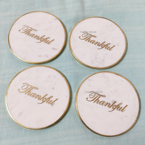 Dessous de verre en pierre blanche naturelle, lisses, durables et intemporels, avec mots de motivation, verres décoratifs. - Product Image 3