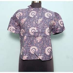 Últimos Tops Casuales de Verano para Mujer, Estampado Floral Natural, Tallas Personalizadas, Top Corto de Algodón con Logotipo Frontal, Precio al por Mayor - Product Image 1