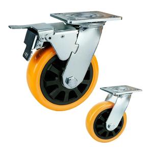 5 "Lenk rollen mit Schraubens icherheit Doppel verriegelung und Polyurethan schaum No Noise Wheels Heavy Duty <span class=keywords><strong>Caster</strong></span> - Product Image 5