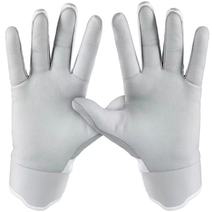 Gants de baseball en cuir blanc à doigts entiers pour droitier, respirants, avec fermeture auto-agrippante, pour adulte, toutes saisons - Product Image 4
