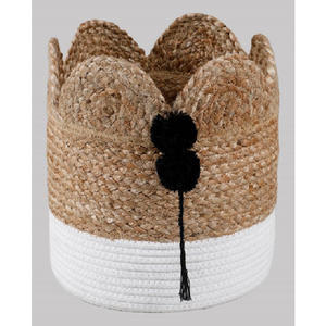 Panier de rangement en jute et coton, panier de rangement écologique avec poignée pour suspendre les fruits dans la cuisine - Product Image 2