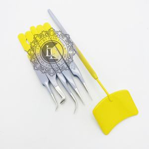 Pince à épiler professionnelle pour extensions de cils effet ombré argenté, en acier inoxydable durable avec revêtement en poudre, miroir pour cils individuels LUXURY LASH - Product Image 5