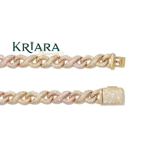 Moissanite Link <b>Chain</b> Necklace 18K Gold Plated Rose Gold Plated S925 <b>Silver</b> Hip Hop Luxury Everyday Wear Unisex - Product Image 2