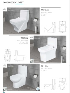 Inodoro de una pieza alargado de porcelana con salida al suelo, cierre lento, tapa con cierre suave, estilo contemporáneo para baño Quba 675x365x765mm - Product Image 4