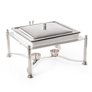 Calentador de Comida Tipo Buffet Cuadrado de Acero Inoxidable de Lujo, Juego de Recipientes para Calentar Comida con Soportes para Combustible - Product Image 1