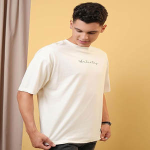 เสื้อยืดผ้าฝ้าย100% สำหรับผู้ชายโอเวอร์ไซส์ผ้าคอตตอนน้ำหนักมาก260กรัมเปิดไหล่ทรงหลวม - Product Image 2