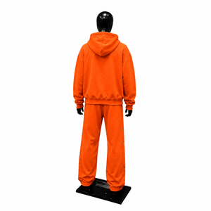 Conjunto Deportivo Unisex con Capucha Color Naranja, Pantalones y Sudadera Holgados de Algodón, Estilo Casual para Otoño, Ropa Urbana en Oferta - Product Image 2