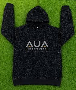 Sweat à capuche unisexe noir à étoiles, en coton molletonné, avec fermeture éclair intégrale, style sportif - Product Image 3