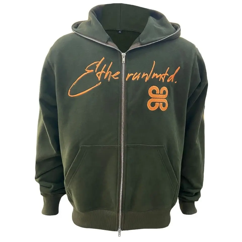 Full zipper Hoodie High Quality Cotton Polyester Men Hoodies Custom Printing Full Zip Up Fleece Heavyweight Hoodie