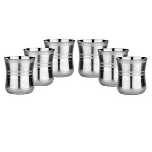 Juego de Vasos de Vidrio para Café, Té, Vasos de Acero Resistente para Niños, Vasos de Acero Plateados (150 ml) |   Hecho en India - Product Image 6