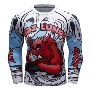 Rashguard personnalisé pour homme à manches longues, séchage rapide, protection UV, compression, pour entraînement MMA, OEM - Product Image 2