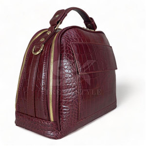 Sac à main de luxe en cuir véritable gaufré croco pour femme, sac fourre-tout à bandoulière avec logo personnalisé et grande capacité - Product Image 6