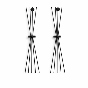 Ensemble de appliques murales modernes en métal noir avec porte-bougie en verre ambré, design minimaliste haut, éclat chaleureux, accent de décoration intérieure élégant - Product Image 2