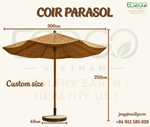 Parasol de plage robuste Eco2go Vietnam en chaume de coco naturel et fibre pour hôtels, bord de mer et salons extérieurs - Product Image 3