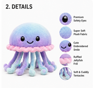 Juguete de Peluche de Medusa, Peluche de Animal Marino, Juguete de Peluche Suave para Niños, Regalo para Bebés, Decoración para Cuarto de Niños - Product Image 3