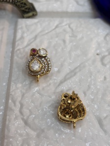 Gold Plated <b>Studs</b> <b>Earrings</b> in Peacock Design <b>Silver</b> 925 Material Indian Wedding Handmade Jewelry <b>Set</b> for Women Gift - Product Image 4