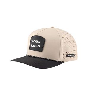 หมวกกอล์ฟกันน้ำสองสี พร้อมโลโก้ยางแบบกำหนดเอง ปีกโค้ง 5 แผง แบบ Snapback สำหรับกีฬากลางแจ้ง - Product Image 1