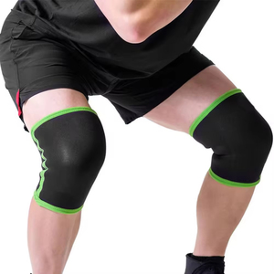 Neoprene Knee Pad Black Green Breathable Compression Sleeve Quick Dry Hook Loop Closure Unisex Weightlifting Protection Pull-On - Product Image 1