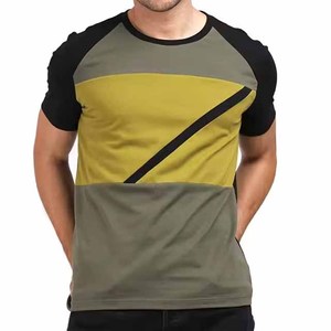 Men's <b>Geometric</b> Color Blocked Half Sleeve T-<b>Shirt</b> O-Neck Casual Breathable Knitted Polyester Regular Fit T <b>Shirt</b> - Product Image 1