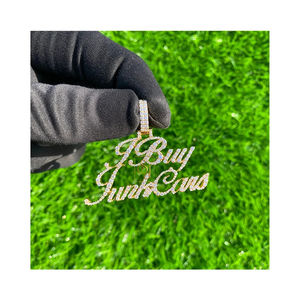 SHRAMAN JEWELS Trendy Hip Hop 925 Silver Rhodium Plated Custom Iced Fine Cursive <b>Initial</b> Letter Name Pendant <b>Necklace</b> Charm Lab - Product Image 1