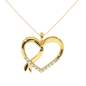 Collier Pendentif Cœur Romantique en Argent Sterling 925 Plaqué Or avec Diamant de Laboratoire, Ruban Enveloppant, Charme Amourux Luxueux et Élégant - Product Image 5