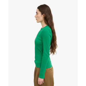 เสื้อสเวตเตอร์ถักแขนยาวคอกลมสำหรับผู้หญิง สีเขียวล้วน สไตล์มินิมอล ทรงเข้ารูป เสื้อแขนยาวสำหรับทุกฤดูกาล - Product Image 2