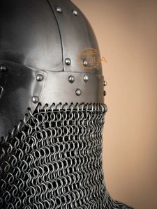 Casco Vikingo de Malla Metálica para Armadura de Batalla – Auténtico Casco Medieval de Guerrero de Acero 18G Listo para Usar con Protección para el Cuello - Product Image 6