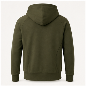 Sudadera con Capucha Personalizada Verde Oliva para Hombre, Estilo Moderno, Corte Regular, Sin Cordón, Frente Liso, Algodón Orgánico, Felpa Francesa MHOOD-0007 - Product Image 2