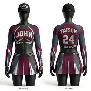 Uniforme de cheerleading haut de gamme en polyester et élasthanne 220 GSM, design à panneaux violet, turquoise et blanc, ensemble personnalisé avec logo par sublimation - Product Image 2