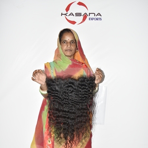 13*6 HD Frontal Machine Double Weft Deep Wave 100% Indian Raw Natural Color Remy Hair Extensions Clip-in Black 100g <b>Polybag</b> - Product Image 2