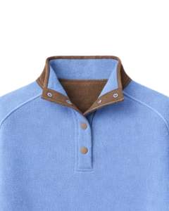 Sudadera de invierno oversize de forro polar para mujer, azul cielo y marrón, con cuello de botones a cuarto, bolsillo canguro, fabricante personalizado, top - Product Image 5