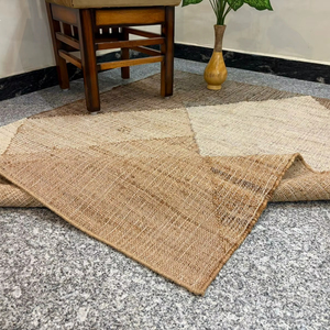 Alfombra de Yute Tejida a Mano con Patrón Geométrico, Fibra Natural Ecológica para Sala de Estar - Product Image 5