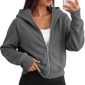 Wholesale Mens Womens Hooded Zipper <b>Jackets</b> Premium Fleece Full Zip Sweatshirts Custom Printing Embroidery Manufacturer Womens - Product Image 5