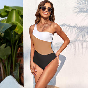 Traje de baño de una pieza con un solo hombro para mujer JSN, talla grande, estampado, bikini, estilo brief, venta al por mayor - Product Image 5